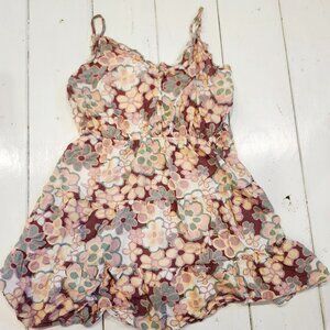 Mimi Chica Floral Colorful Tank Dress with Buttons Women's Juniors Size L